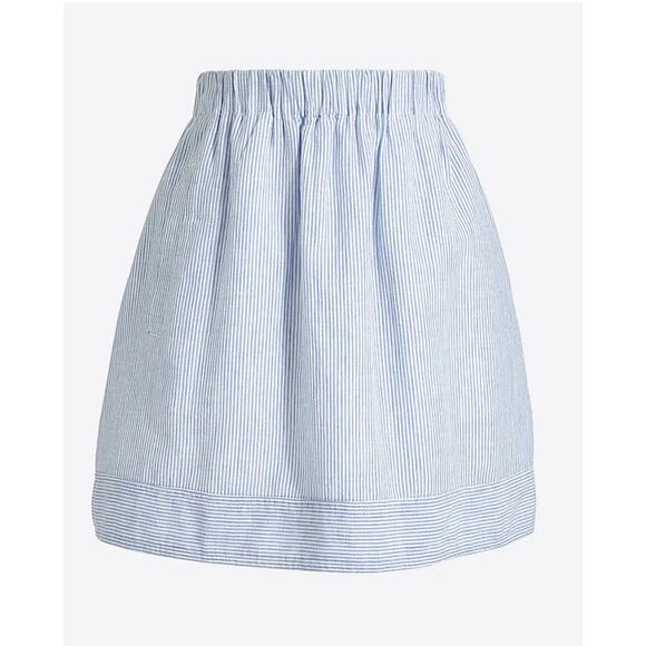J. Crew Factory Blue Striped Linen Blend Skirt Size Medium - Picture 1 of 8